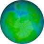 Antarctic ozone map for 2025-01-01